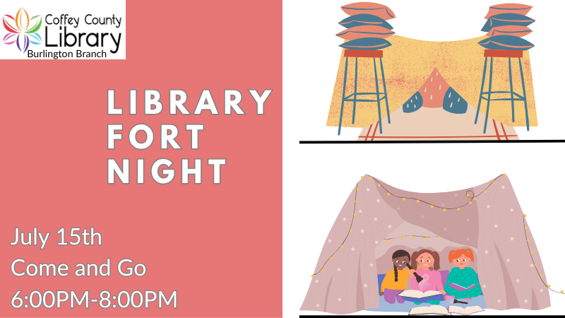 promotional flyer for Library Fort Night at the Burlington Library