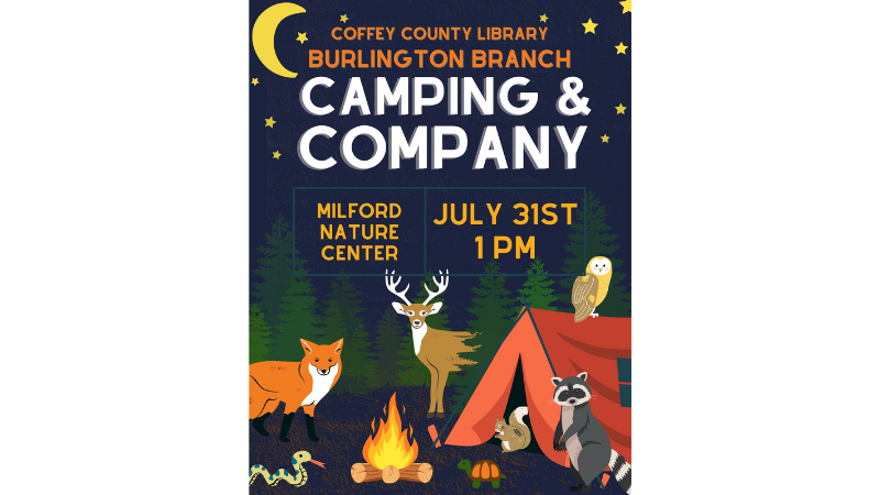 promotional flyer for Camping and company from milford nature center at the burlington library