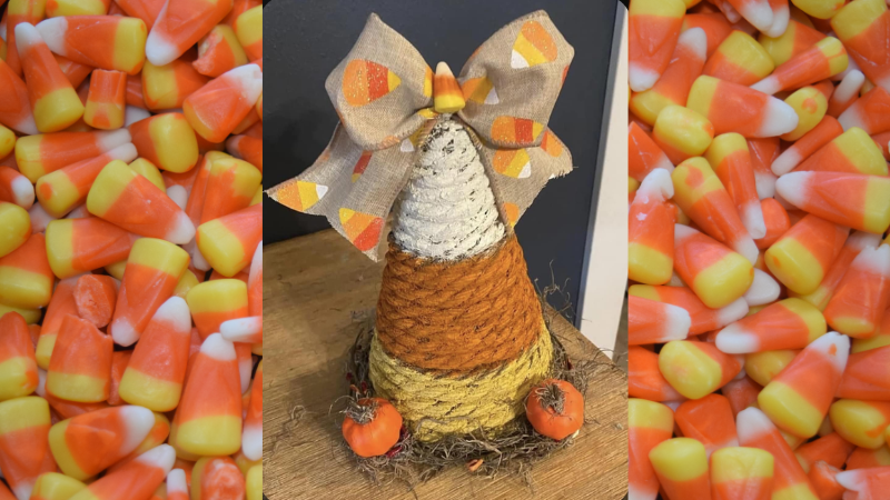 Decorative candy corn centerpiece