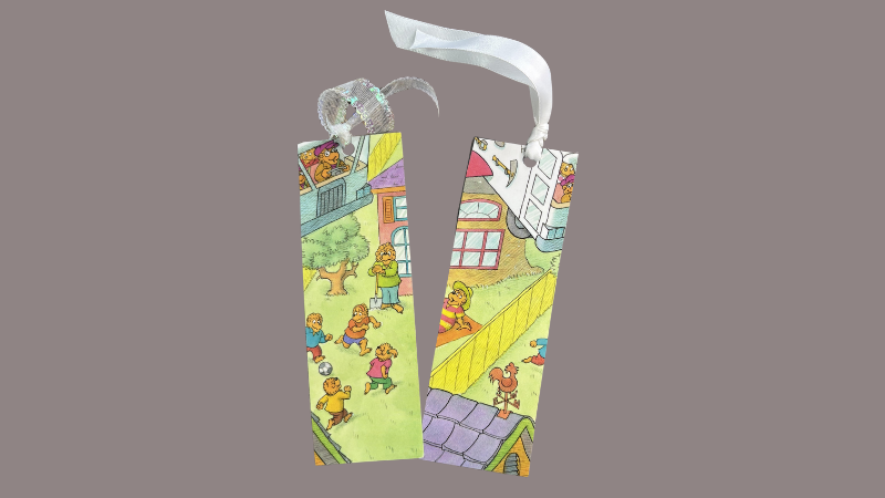 Bookmarks made from recycled pages of old picture books