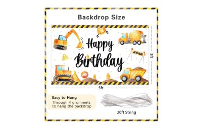 Photo Backdrop Construction Happy Birthday
