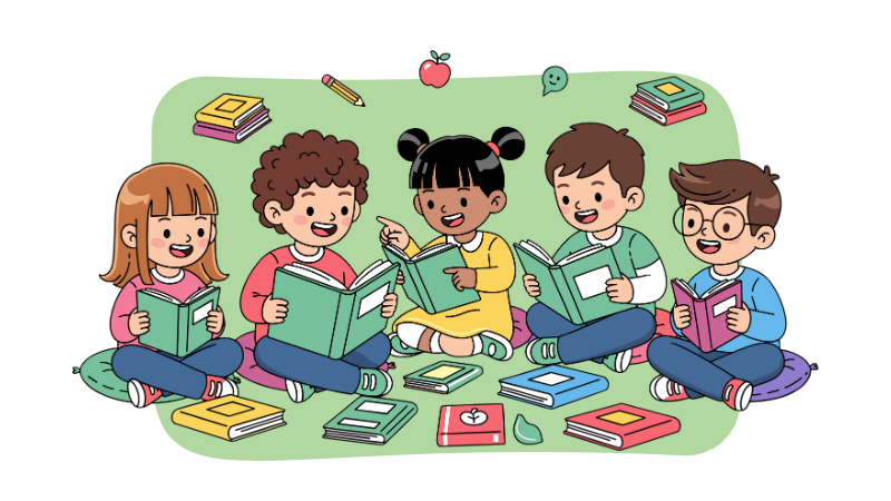 Children reading books